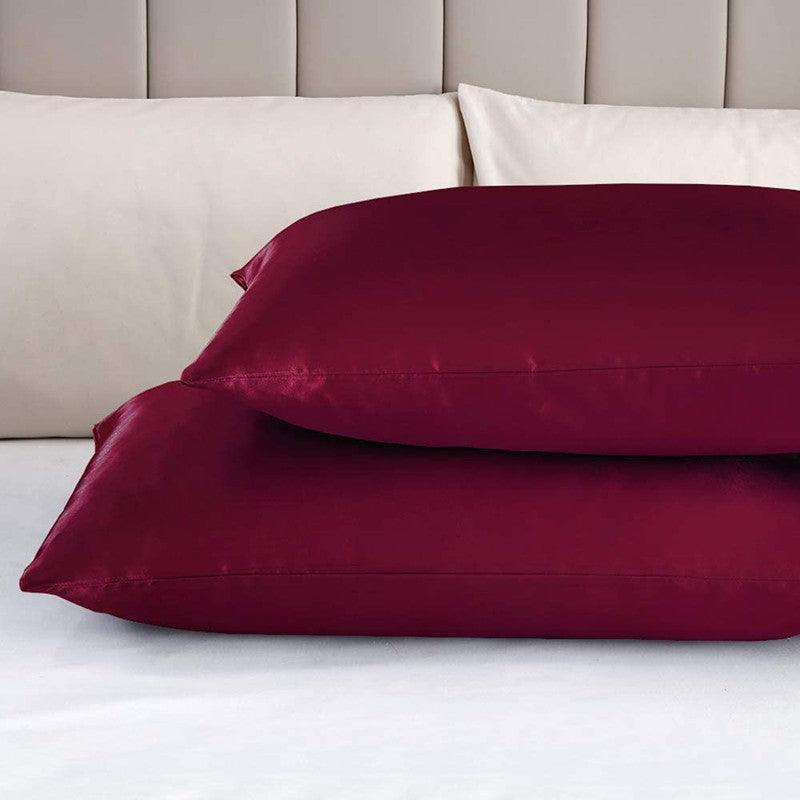 2X Satin Pillow Case Bedroom Pillowcase Cushion Covers Home Decor Luxury Slip - Light Blue