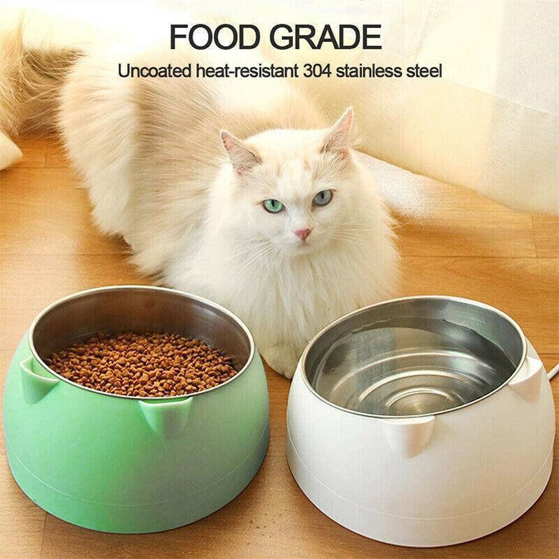 Pet Dog Cat Food Bowl Raised No Slip Stainless Steel Tilted Water Food Feeder - Matcha Green