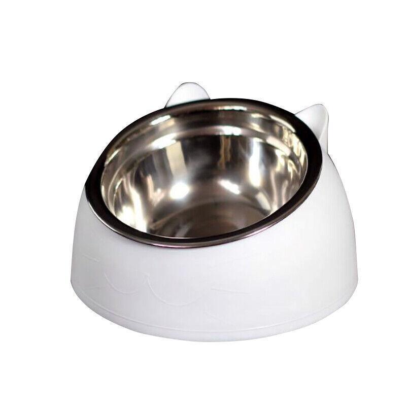 Pet Dog Cat Food Bowl Raised No Slip Stainless Steel Tilted Water Food Feeder - Matcha Green
