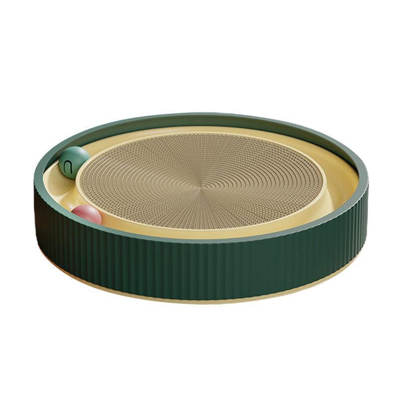 Cat Scratcher Lounge Bed Toy 40cm Round Foldable Cardboard Pad with Ball Track - Blue