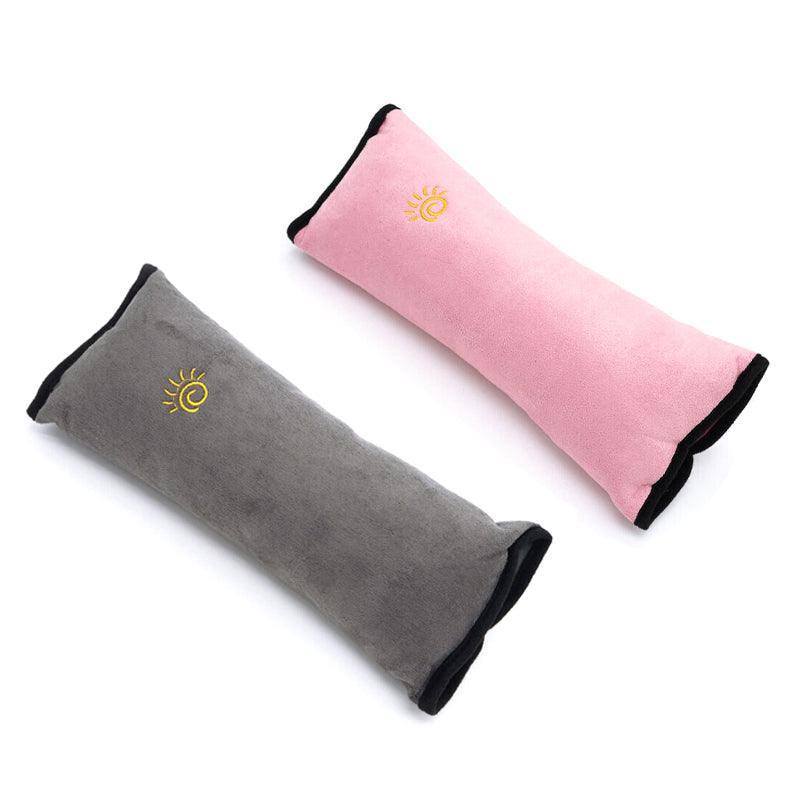 1/2× Soft Plush Car Shoulder Pad and Cushion Pillow for Travel Comfort - Beige