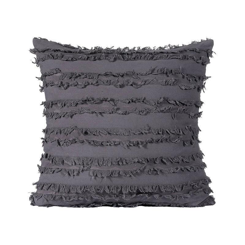 Boho Tassel Fringe Striped Cushion Cover Soft Home Decor Sofa Throw Pillow Case - Grey