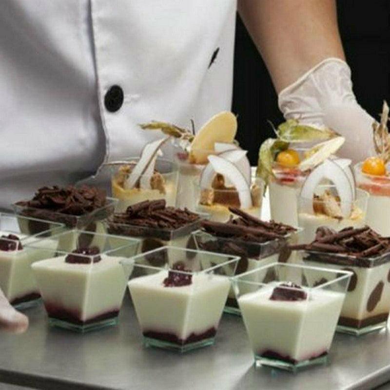 40-50 Pcs Mousse Cake Dessert Cups Clear Plastic Sample Drink Wine Jelly Tumbler - 50PCS-Square-58*75MM