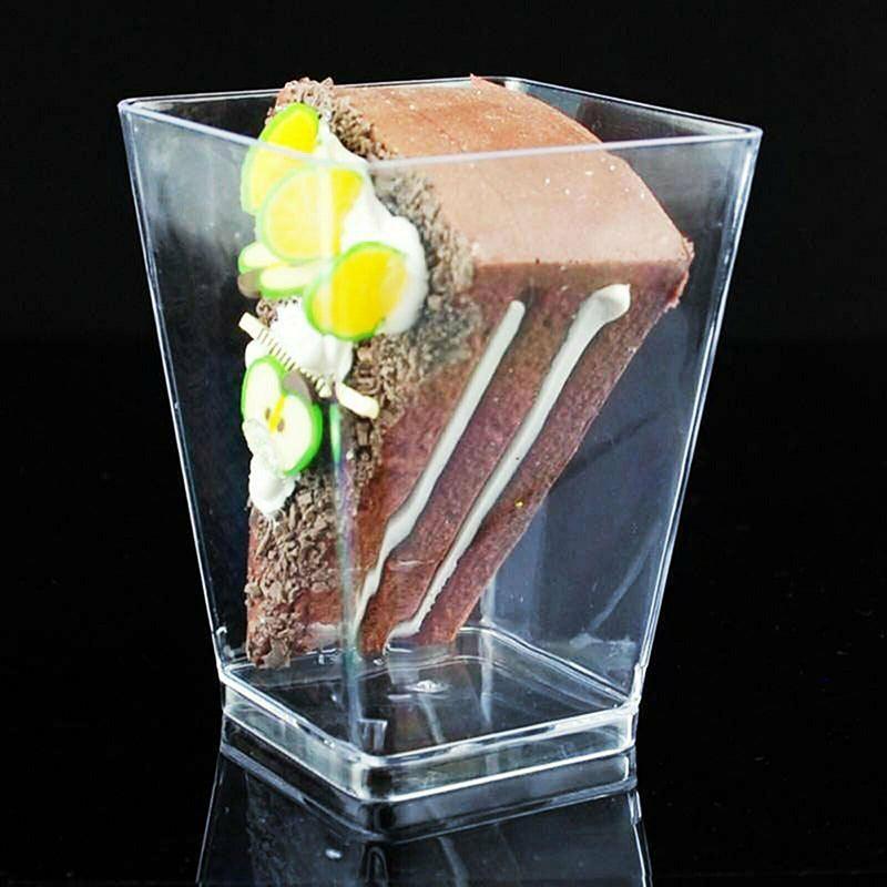 40-50 Pcs Mousse Cake Dessert Cups Clear Plastic Sample Drink Wine Jelly Tumbler - 40PCS-Square-70*42MM
