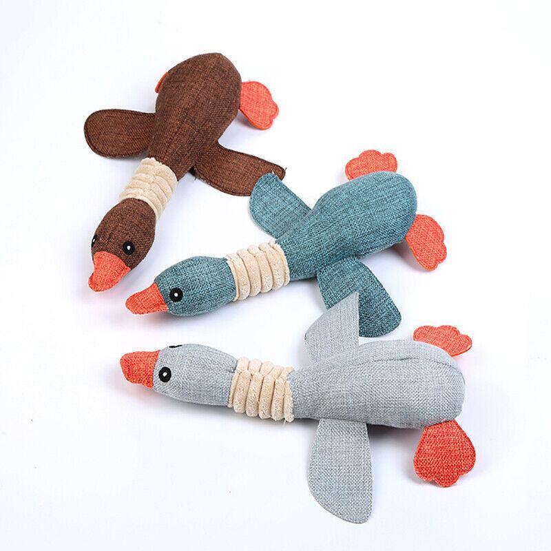 Squeaky Dog Toy Plush Chew Rope Pet Puppy Toys with Squeaker Crinkle for Teething - Brown Donkey