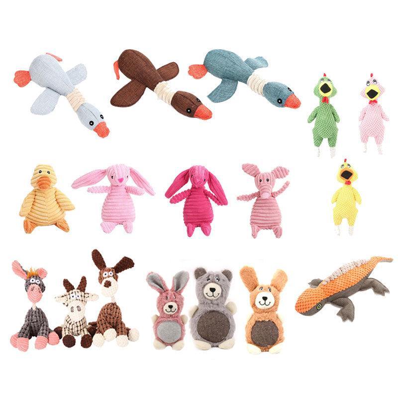 Squeaky Dog Toy Plush Chew Rope Pet Puppy Toys with Squeaker Crinkle for Teething - Pink Chicken