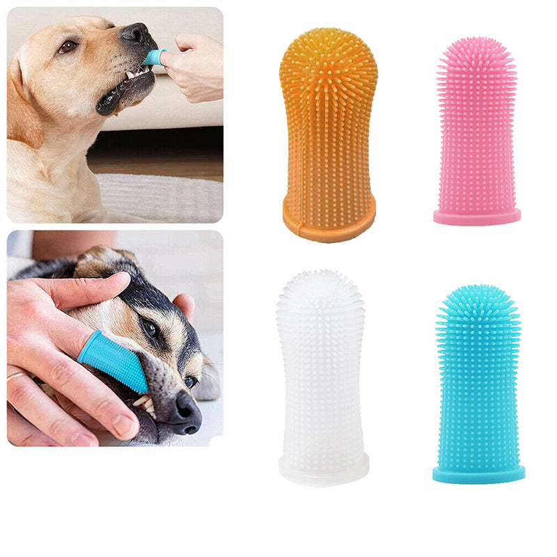Premium Oral Care Dog Cat Toothbrush Finger Toothbrush Finger Silicone - Blue