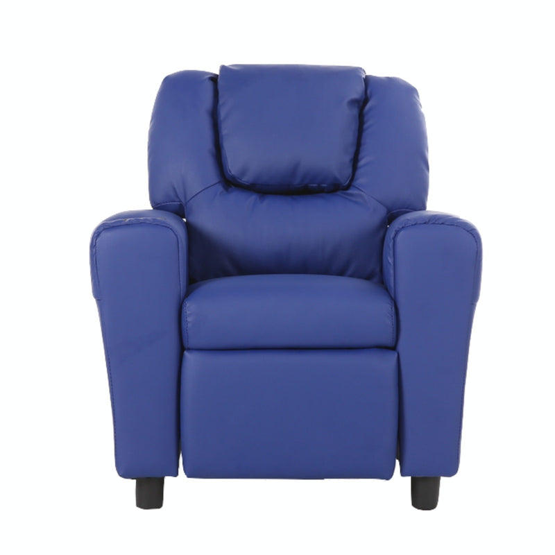 Oliver Kids Recliner Chair Sofa Children Lounge Couch PU Armchair - Blue