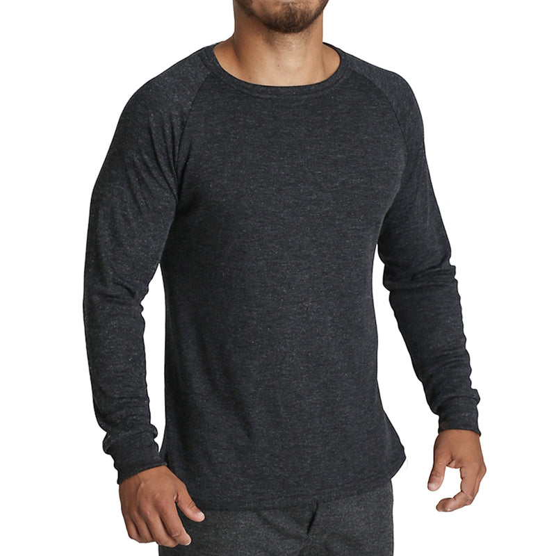 Mens Merino Wool Blend Long Sleeve Thermal Top Underwear Thermals Base Layer - Black - M