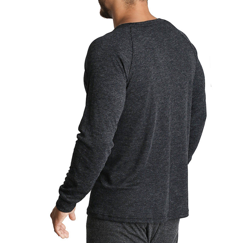 Mens Merino Wool Blend Long Sleeve Thermal Top Underwear Thermals Base Layer - Black - M