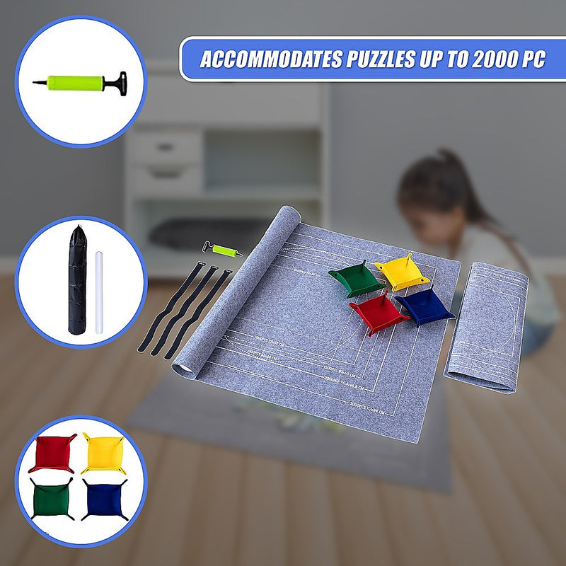 Puzzles Rollers 2 Sets Table Jigsaw Puzzles Felt Mat Board Inflator Puzzle Blanket