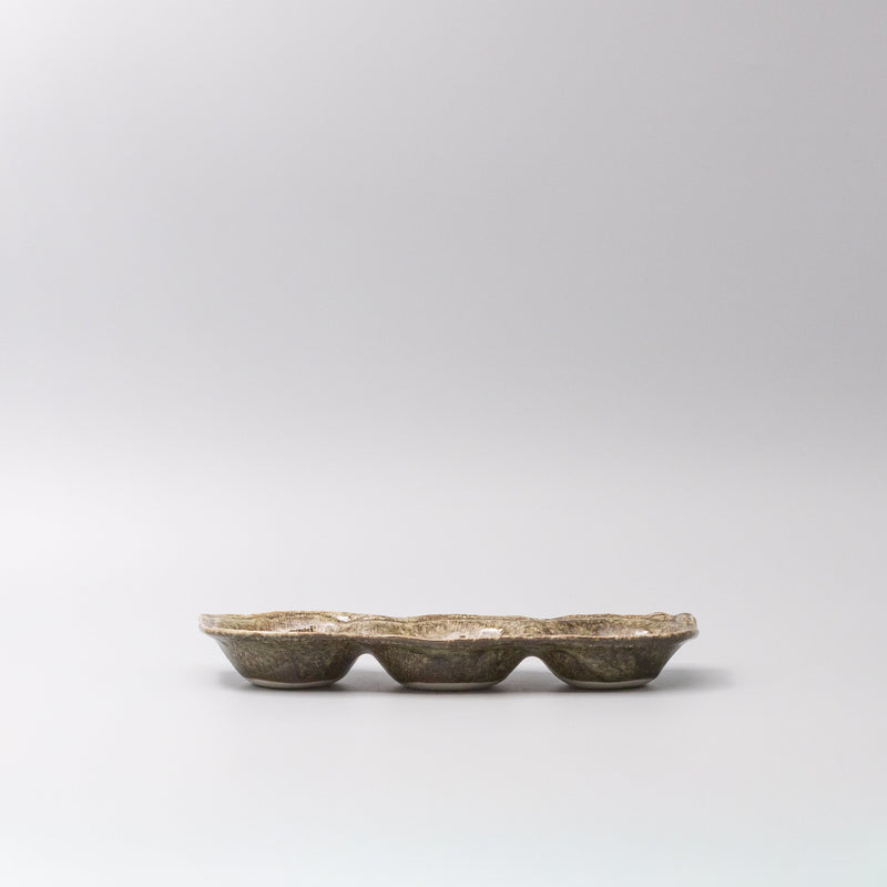 Edamame Triple Pod Dish Green Glaze