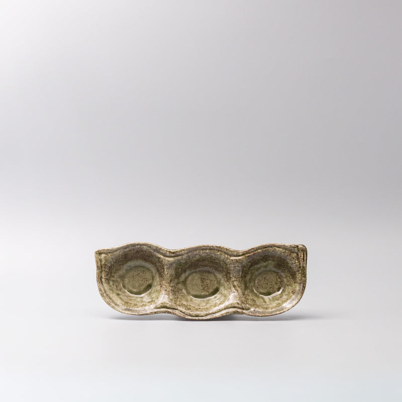 Edamame Triple Pod Dish Green Glaze