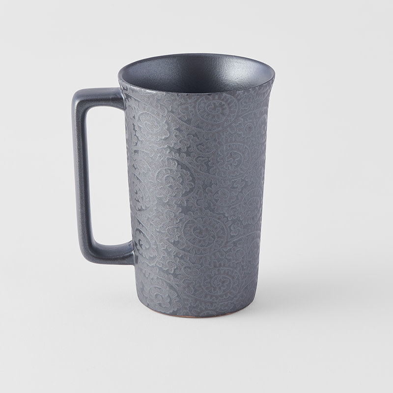 Mug with Handle 350ml Black Scroll Design
