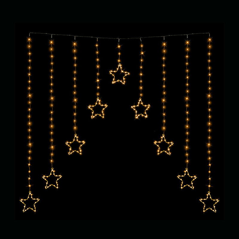 LED Wire Star Curtain Gold Lights