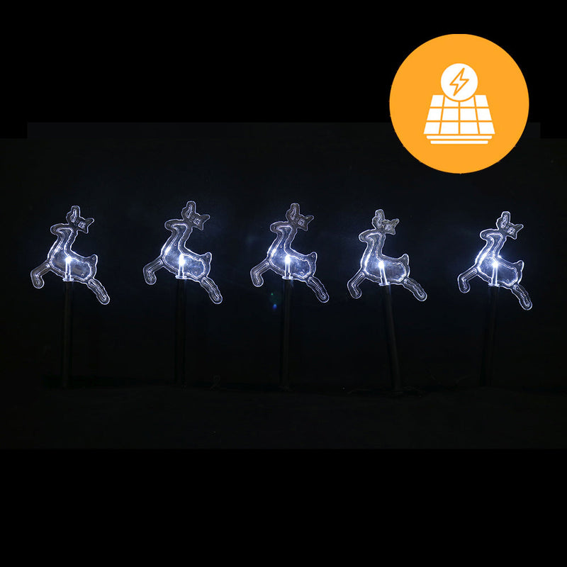 Solar Reindeer Path Lights – 5 Pack, 37cm available in 2 Colors - Cool White