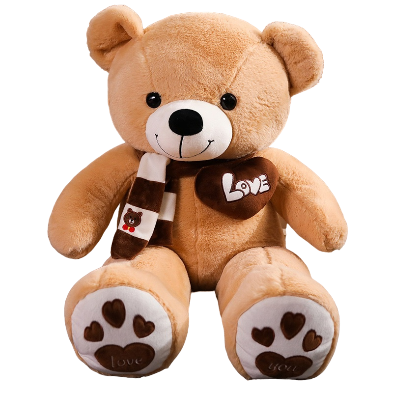 NNECN Huge 100cm Khaki Giant Teddy Bear Toys Stuffed Animals Soft Plush Cotton Scarf Bear Hold Pillow Doll