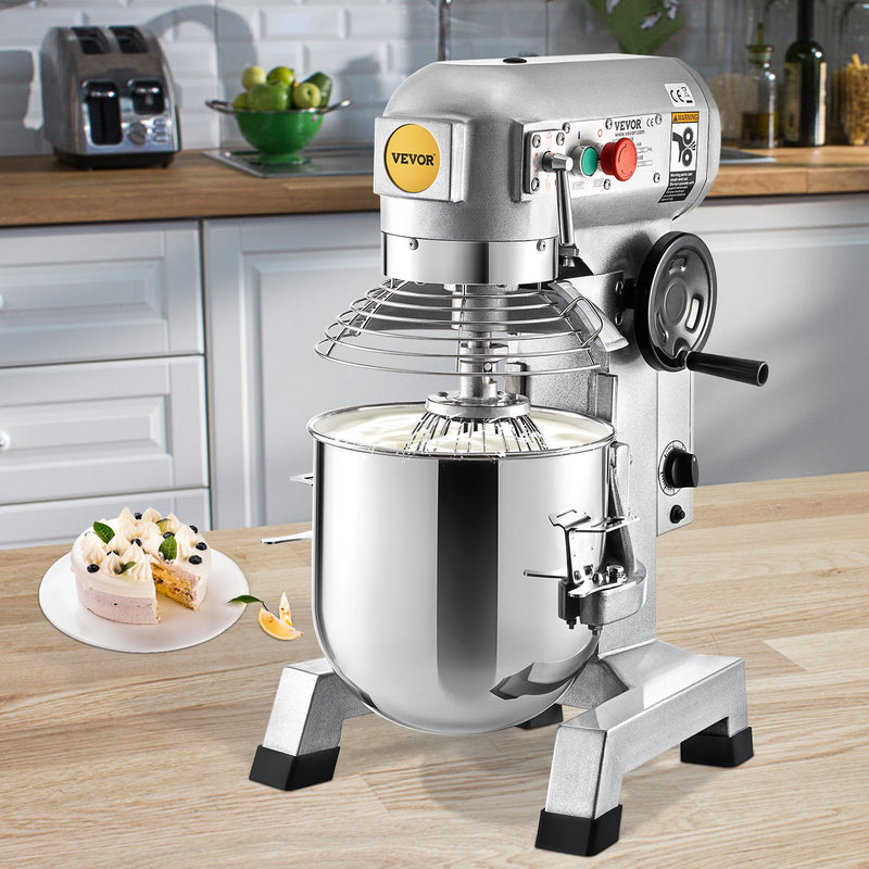 Commercial Food Mixer 30Qt, Food Mixer Commercial with Timing Function, 1100W Stainless Steel Bowl Heavy Duty Electric Commercial Mixer with 3 Speeds Adjustable 108/199/382 RPM, Dough Hook Whisk