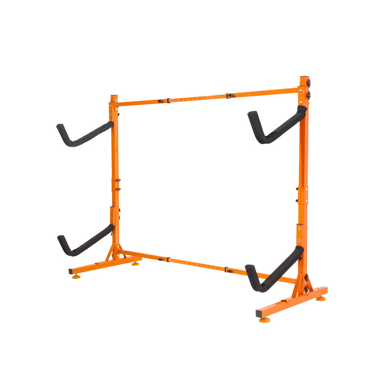 VEVOR Freestanding Kayak Storage Rack, Kayak Stand for 2 Kayak Canoe Paddleboard, Heavy-duty Steel Kayak Hanger Holder with Padded Arms and Adjustable Width, 79.5kg Max Load, for Indoor Outdoor Garage