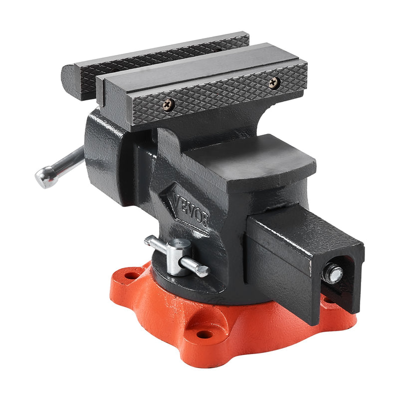 VEVOR Bench Vise, 140 mm Jaw Width, 140 mm Max Jaw Opening Multipurpose Vise with 360° Swivel Locking Base, 73 mm Throat, Heavy Duty Ductile Iron Workbench Vise, Two-Way Jaws for Clamping Round Pipes