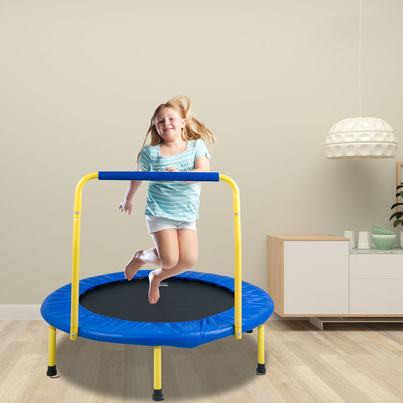 VEVOR 3FT Trampoline for Kids, 92 cm Trampolines Indoor/Outdoor Trampoline for Toddlers, Foldable Mini Baby Trampoline with Foam Handle, Recreational Trampoline Birthday Gift for 3+ Years Kids