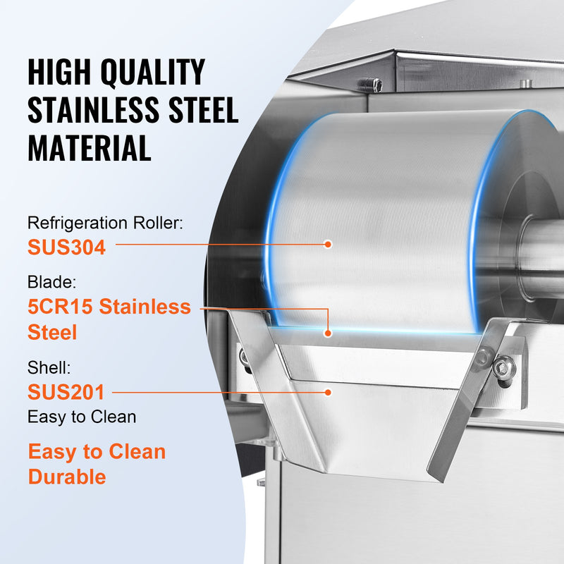 VEVOR Commercial Snowflake Ice Machine, 276LBS/24H Snowflake Ice Maker, Stainless Steel Ice Shaver Machine, Electric Snow Cone Maker, Air Cooling System for Rapid Heat Dissipation, for Bakery, Cafe