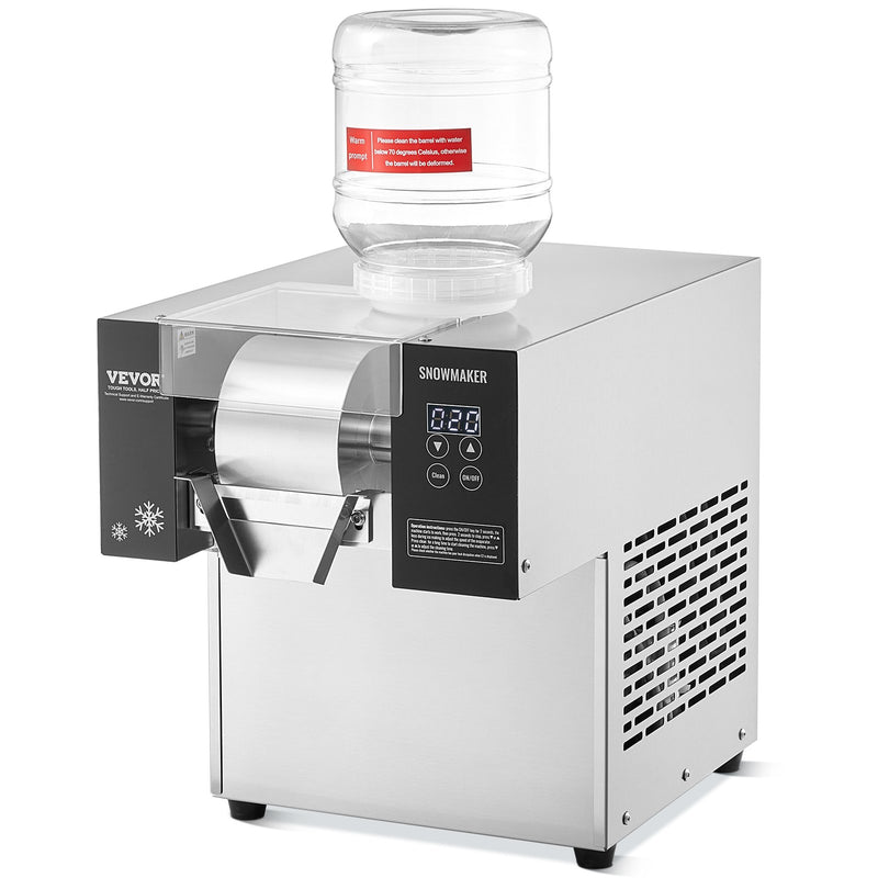 VEVOR Commercial Snowflake Ice Machine, 375LBS/24H Snowflake Ice Maker, Stainless Steel Ice Shaver Machine, Electric Snow Cone Maker, Air Cooling System for Rapid Heat Dissipation, for Bakery, Cafe
