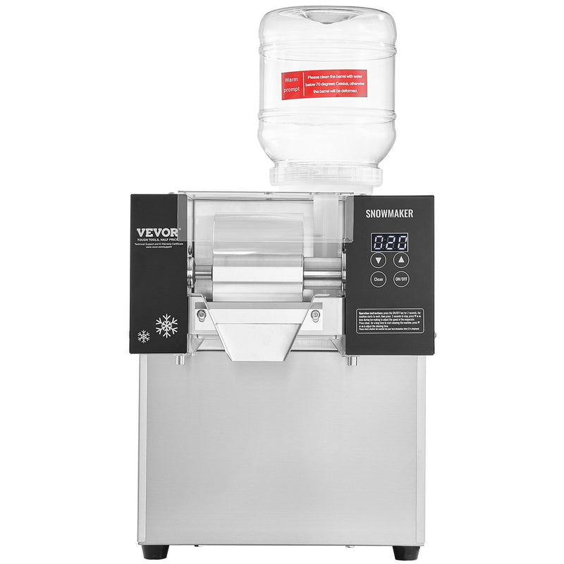 VEVOR Commercial Snowflake Ice Machine, 375LBS/24H Snowflake Ice Maker, Stainless Steel Ice Shaver Machine, Electric Snow Cone Maker, Air Cooling System for Rapid Heat Dissipation, for Bakery, Cafe