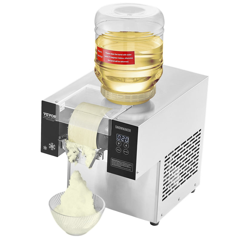 VEVOR Commercial Snowflake Ice Machine, 375LBS/24H Snowflake Ice Maker, Stainless Steel Ice Shaver Machine, Electric Snow Cone Maker, Air Cooling System for Rapid Heat Dissipation, for Bakery, Cafe