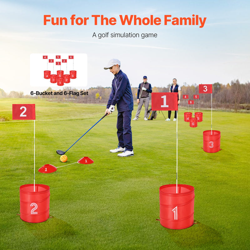 VEVOR Backyard Golf Game, 6 Hole Golf Course, Golf Game Practice Games, Golf Chipping Game for Family, Adults and Kids, Portable Outdoor Yard Golf Game for Lawn, Yard, Camping, Park, Beach