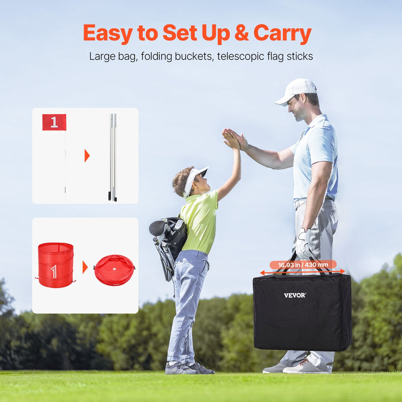 VEVOR Backyard Golf Game, 6 Hole Golf Course, Golf Game Practice Games, Golf Chipping Game for Family, Adults and Kids, Portable Outdoor Yard Golf Game for Lawn, Yard, Camping, Park, Beach