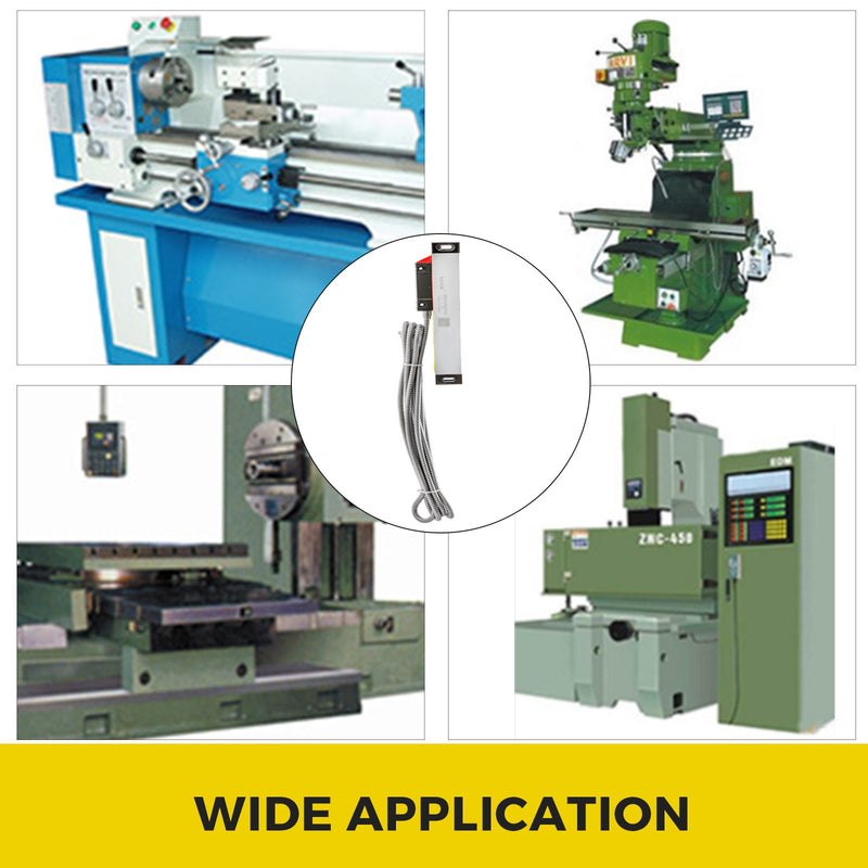 VEVOR 1 Axis Lathe Linear Scale 200mm with Accuracy 0.0002" Optical Length Precision Linear Scale Aluminum Body for Mill Milling Lathe Machine with Accessories (200mm(8"))