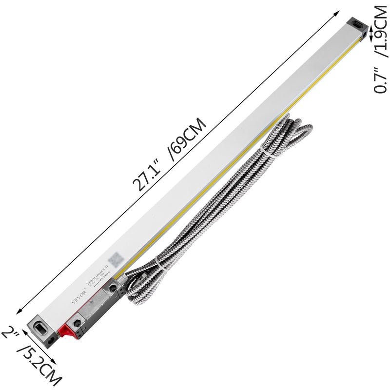 VEVOR 1 Axis Lathe Linear Scale 550mm with Accuracy 0.0002" Optical Length Precision Linear Scale Aluminum Body for Mill Milling Lathe Machine with Accessories (550mm(22"))