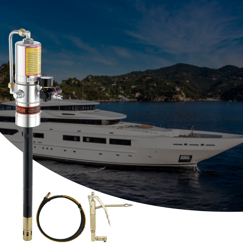 VEVOR Grease Pump, 50:1 Pressure Ratio Air Operated Grease Pump with 3.88 m High Pressure Hose and Grease Gun, Pneumatic Grease Pump, Portable Lubrication Grease Pump with 360° Swivel Grease Gun Head