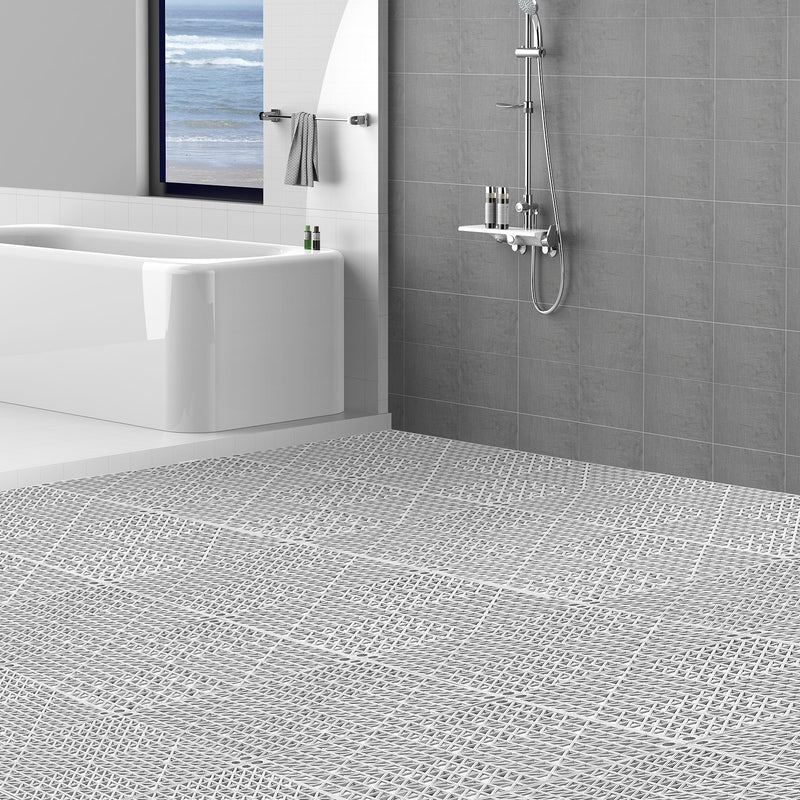 VEVOR Modular Interlocking Cushion, 12 Pack 30 x 30 cm Splicing Drainage Mats, Soft PVC Interlocking Drainage Floor Tiles, Non-Slip Drainage Holes for Restroom, Bathroom, Kitchen, Pool, Wet Area, Gray