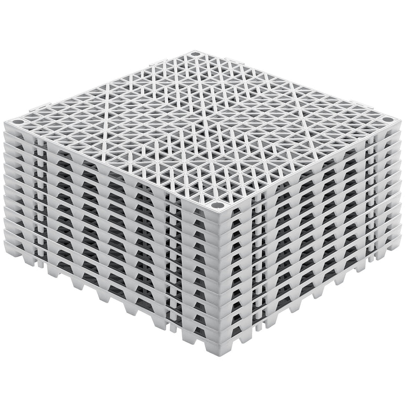 VEVOR Modular Interlocking Cushion, 12 Pack 30 x 30 cm Splicing Drainage Mats, Soft PVC Interlocking Drainage Floor Tiles, Non-Slip Drainage Holes for Restroom, Bathroom, Kitchen, Pool, Wet Area, Gray