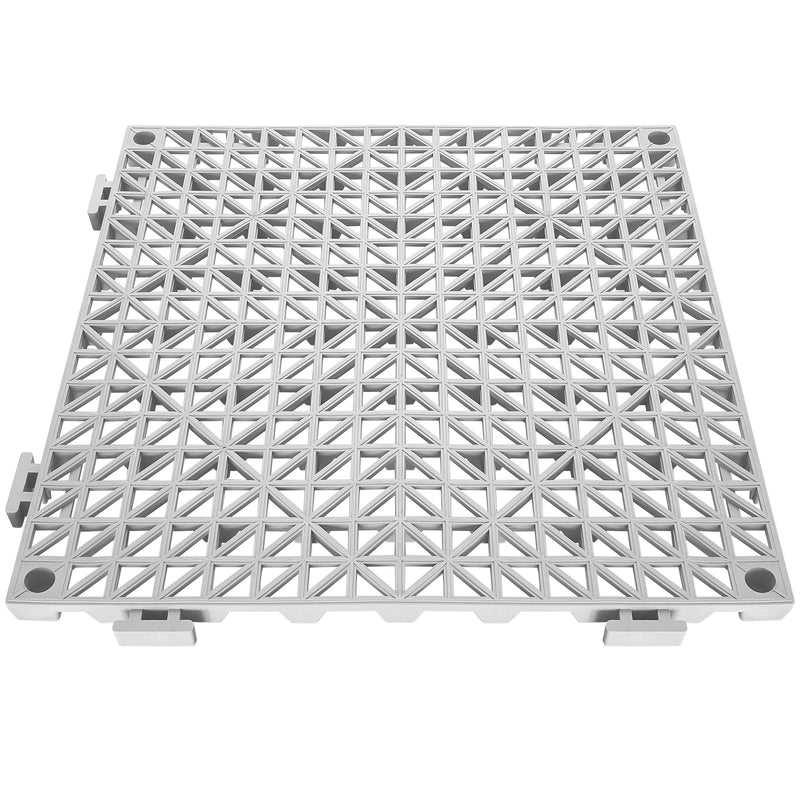 VEVOR Modular Interlocking Cushion, 55 Pack 30 x 30 cm Splicing Drainage Mats, Soft PVC Interlocking Drainage Floor Tiles, Non-Slip Drainage Holes for Restroom, Bathroom, Kitchen, Pool, Wet Area, Gray