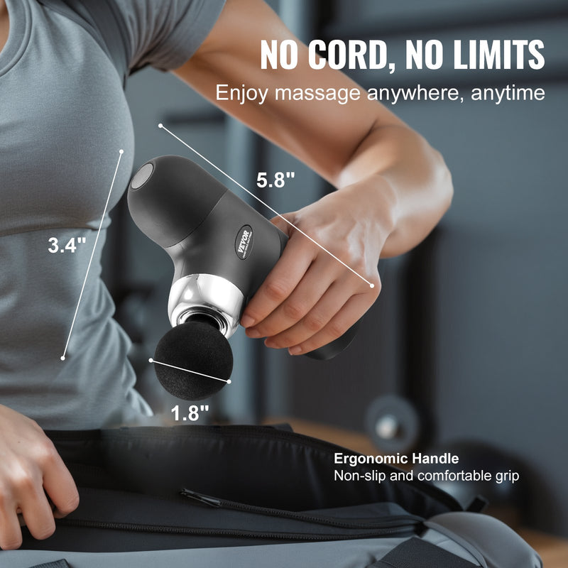 Massage Gun Deep Tissue, Percussion Muscle Massager for Athletes - with 4 Speed Levels & 4 Massage Heads, 7.4V 2500mAh Batteries, Handheld Mini Massage Gun for Pain Relief, Muscle Relaxation