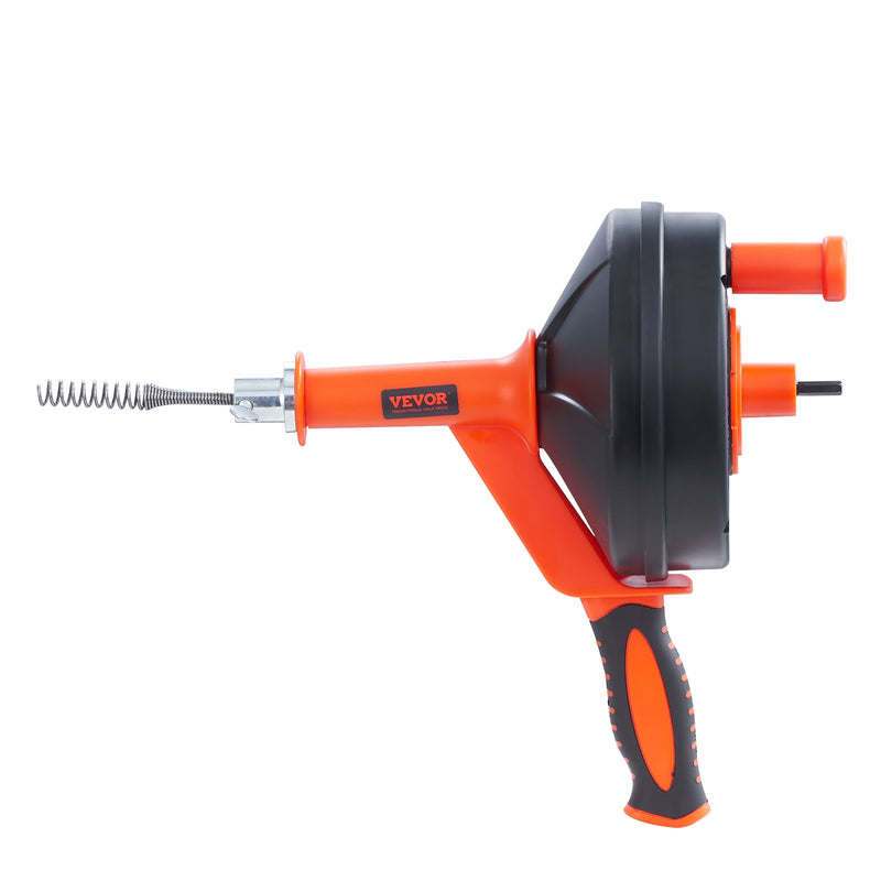 VEVOR Drain Auger 25ft 1/4in Drum Plumbing Drain Snake Clog Remover Manual-feed