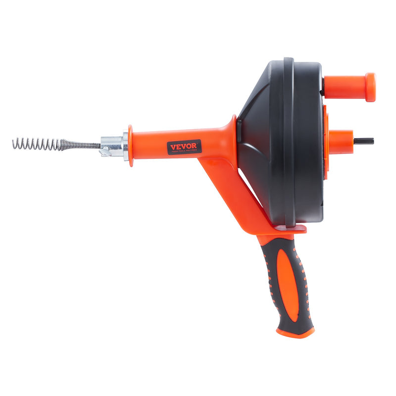 VEVOR Drain Auger 25ft 1/4in Drum Plumbing Drain Snake Clog Remover Manual-feed