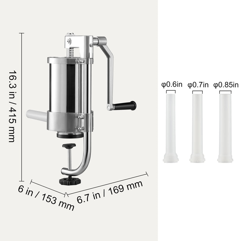 VEVOR Sausage Stuffer 2.5LBS/1.5L Capacity Homemade Sausage Maker Stainless Steel
