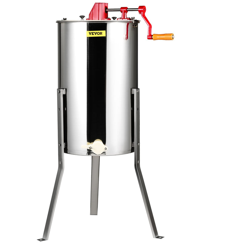 VEVOR Manual Honey Extractor, 3 Frames Honey Spinner Extractor, Stainless Steel Beekeeping Extraction, Honeycomb Drum Spinner with Lid, Apiary Centrifuge Equipment with Height Adjustable Stand