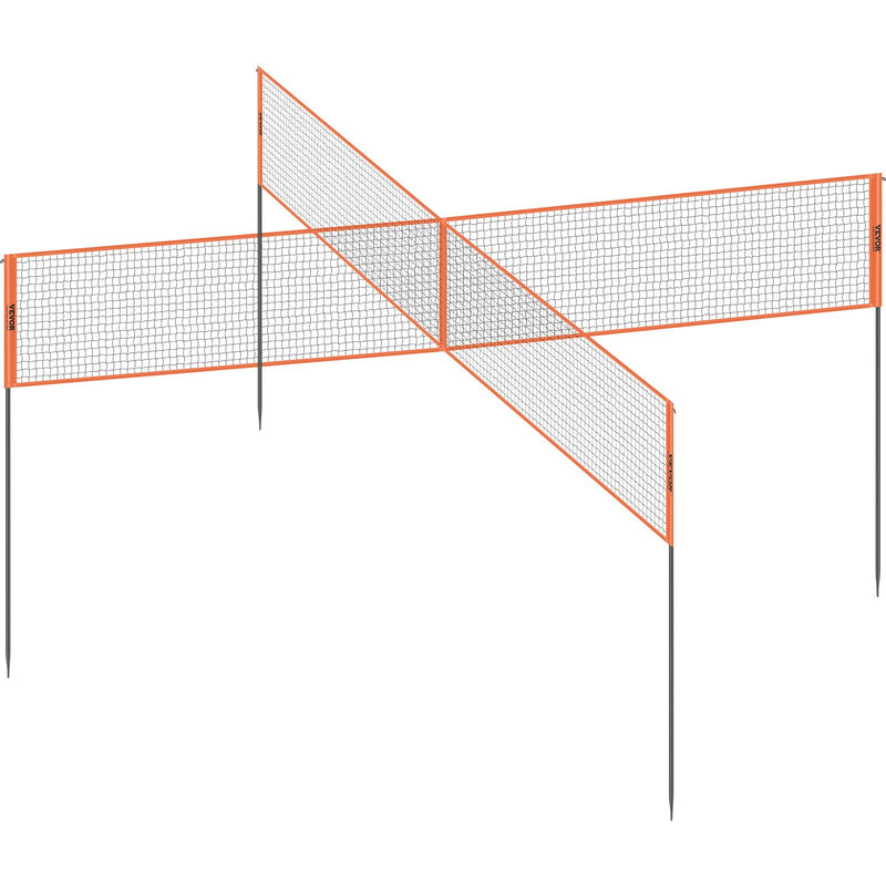 VEVOR 4-Way Volleyball Net, Adjustable Height Badminton Net Set for Backyard Beach Lawn, Outdoor Portable Volleyball Net with Carrying Bag, 4 Square Quick Assemble Game Set For Kids And Adults