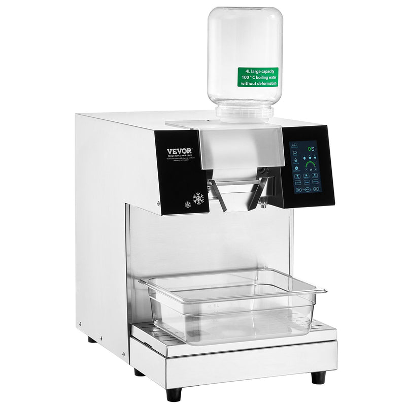 VEVOR Commercial Snowflake Ice Machine, 397LBS/24H Snowflake Ice Maker, Stainless Steel Ice Shaver Machine, Electric Snow Cone Maker, Liquid Cooling System for Rapid Heat Dissipation, Ice Cream