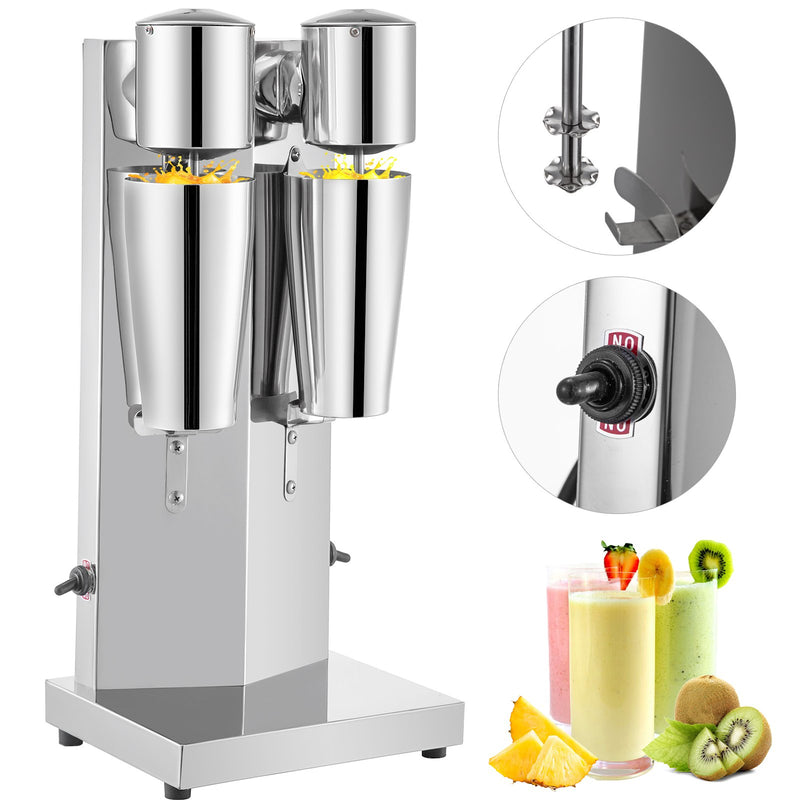 Vevor Commercial Milkshake Maker Machine Double Heads Thickshake Frother Stainless