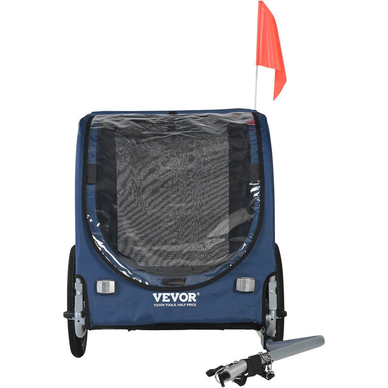 VEVOR Dog Bike Trailer, Supports up to 45 kg, Pet Cart Bicycle Carrier, Easy Folding Frame with Quick Release Wheels, Universal Bicycle Coupler, Reflectors, Flag, Collapsible to Store, Blue/Black