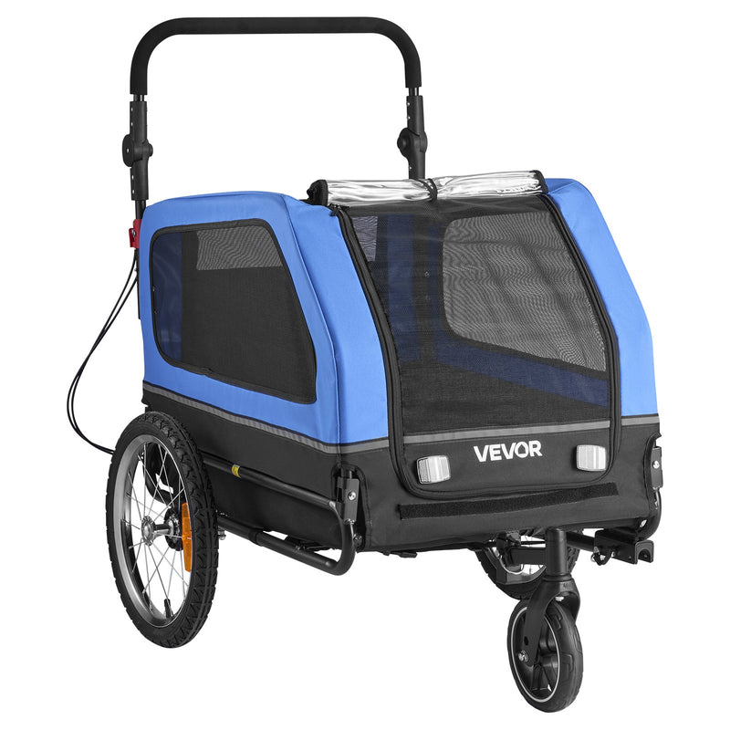 VEVOR Dog Bike Trailer, Supports up to 40 kg, 2-in-1 Pet Stroller Cart Bicycle Carrier for Small & Large Dogs, Easy Folding Frame with Quick Release Wheel, Universal Bicycle Coupler, Internal Leash