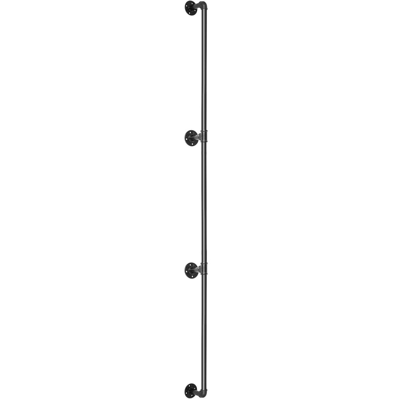 VEVOR Pipe Stair Handrail, 9FT Staircase Handrail, 440LBS Load Capacity Carbon Steel Pipe Handrail, Industrial Pipe Handrail with Wall Mount Support, Round Corner Wall Handrailings for Indoor, Outdoor