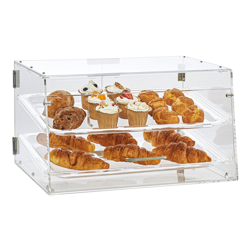 VEVOR Pastry Display Case, 2-Tier Commercial Countertop Bakery Display Case, Acrylic Display Box with Rear Door Access & Removable Shelves, Keep Fresh for Donut Bagels Cake Cookie