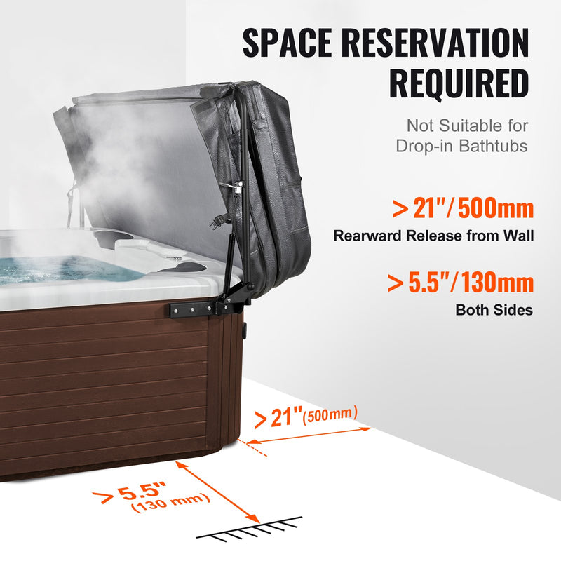 VEVOR Hot Tub Cover Lift, Spa Cover Lift, Hydraulic, Width 175.26cm - 254.11cm Adjustable, Installed on Both Sides at the Top, Suitable for Various Sizes of Rectangular Bathtubs, Hot Tubs, Spa
